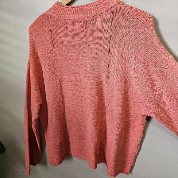 NWT FREE PEOPLE BEACH CORAL/CORA CREW NECK PULLOVER SWEATER COTTON SIZE SMALL - Picture 3 of 16